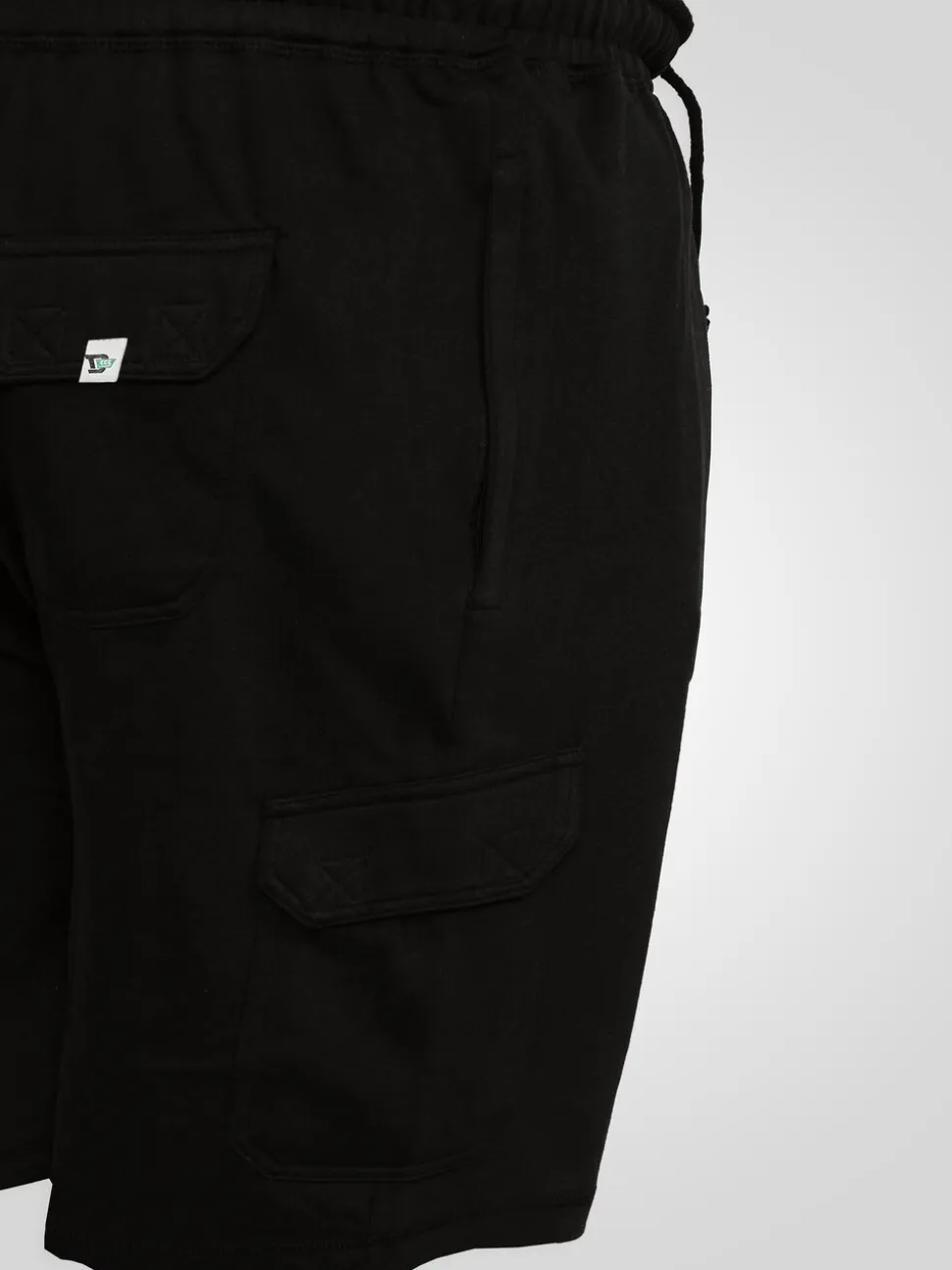 D555 Black JOHN Lightweight Fleece Cotton Cargo Shorts With Zipper Pockets