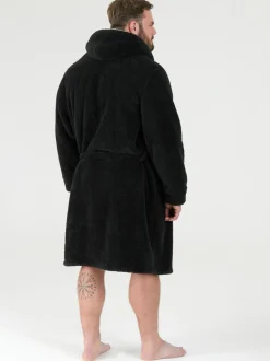 D555 Black Newquay 1 Supersoft Dressing Gown With Hood