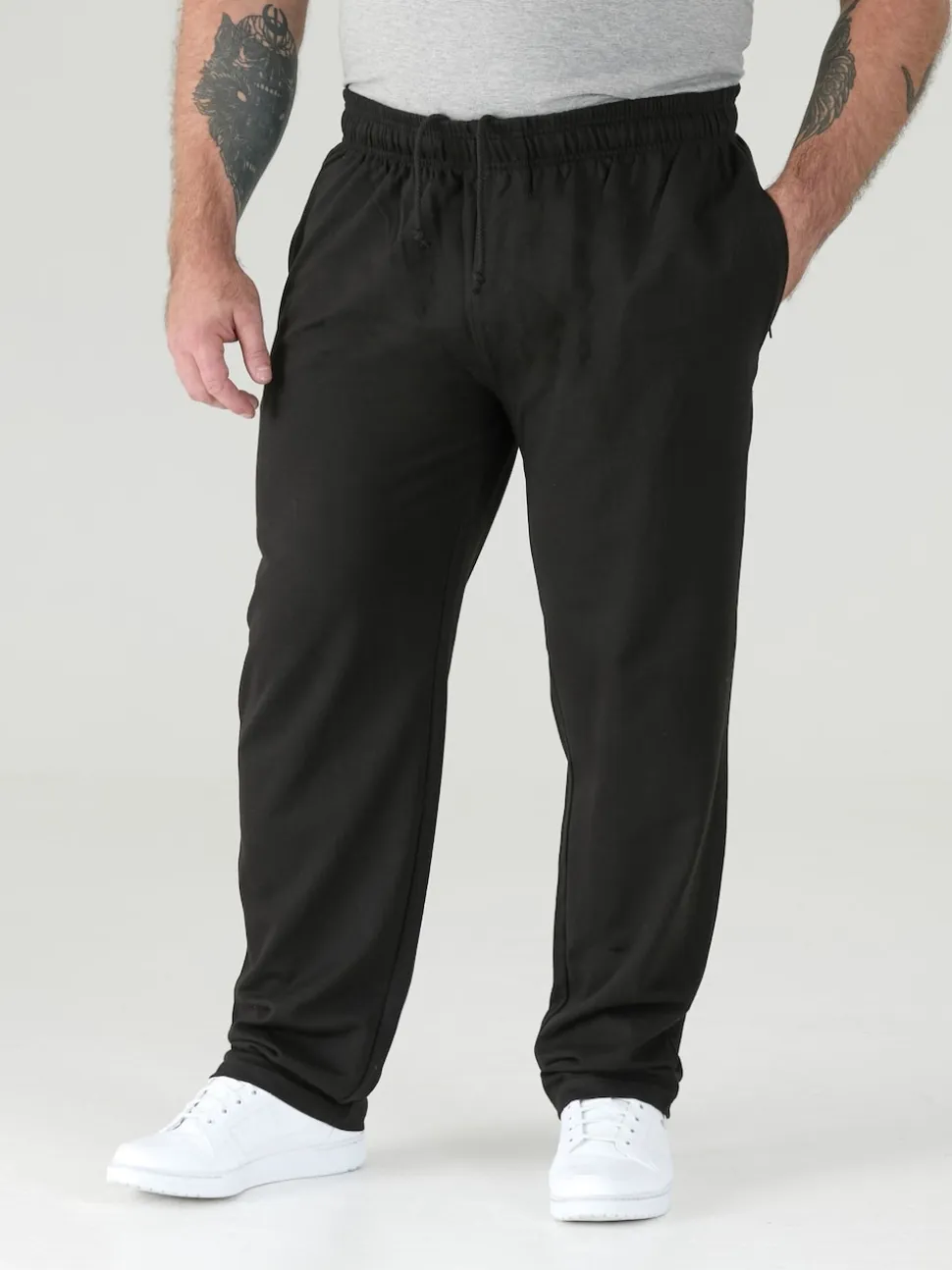D555 Black RORY Lightweight Fleece Jogging Bottom With Open Hem And Zipper Pockets