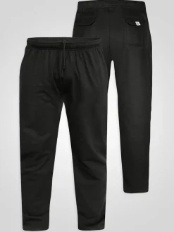 D555 Black RORY Lightweight Fleece Jogging Bottom With Open Hem And Zipper Pockets