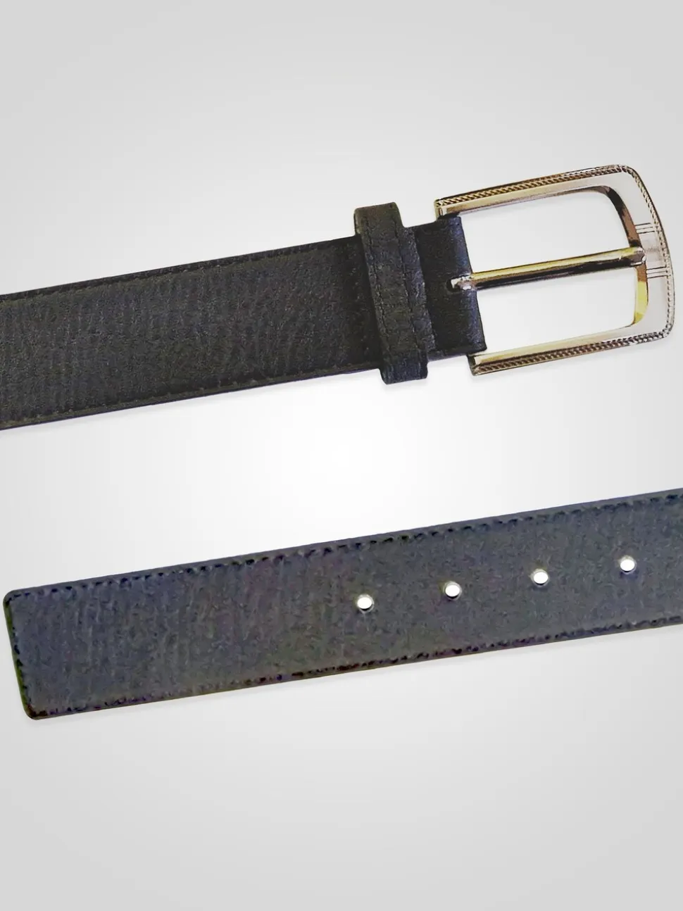 D555 Black SAMUEL Large Buckle Faux 3.9cm Width Leather Belt