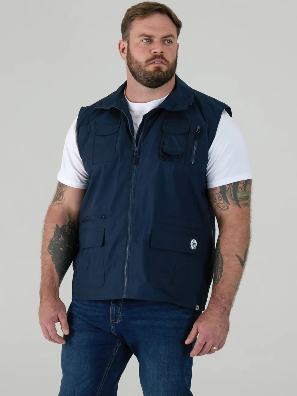 D555 Blue ENZO Multi Pocket Waistcoat