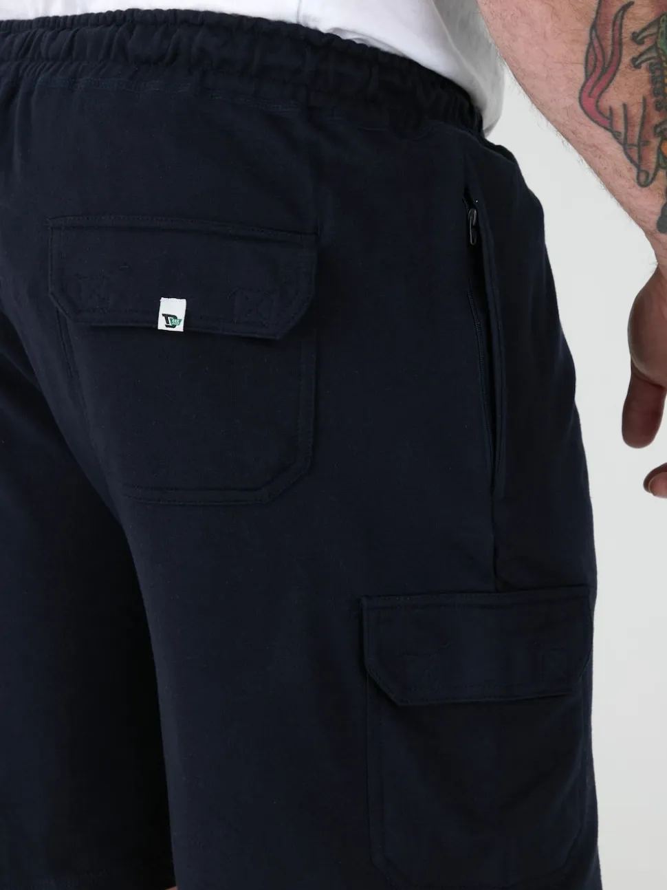 D555 Blue JOHN Lightweight Fleece Cotton Cargo Shorts With Zipper Pockets