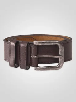 D555 Brown ARCHIE Antique Buckle Faux Leather Jeans Belt 3.9cm Width