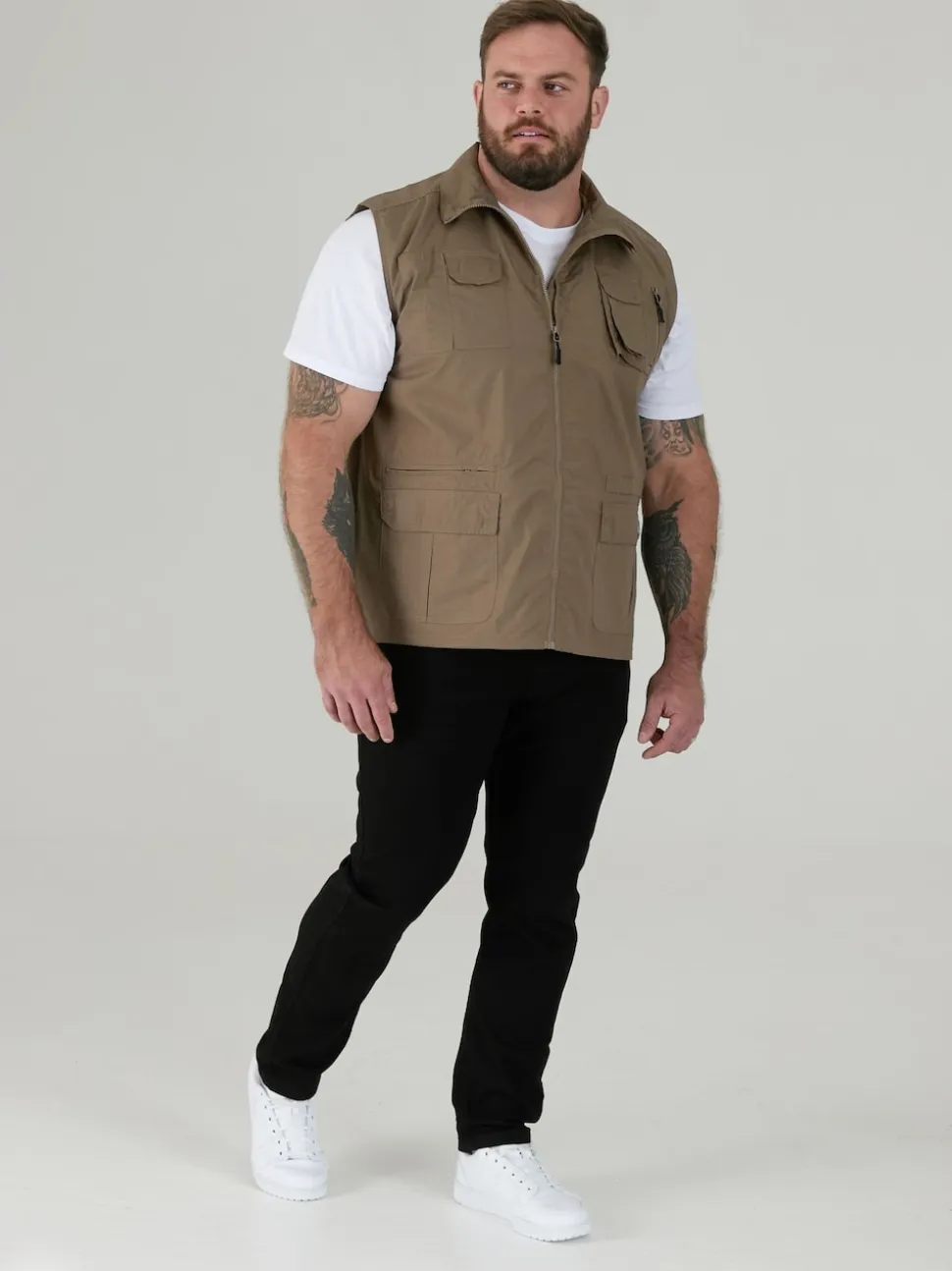 D555 Brown ENZO Multi Pocket Waistcoat
