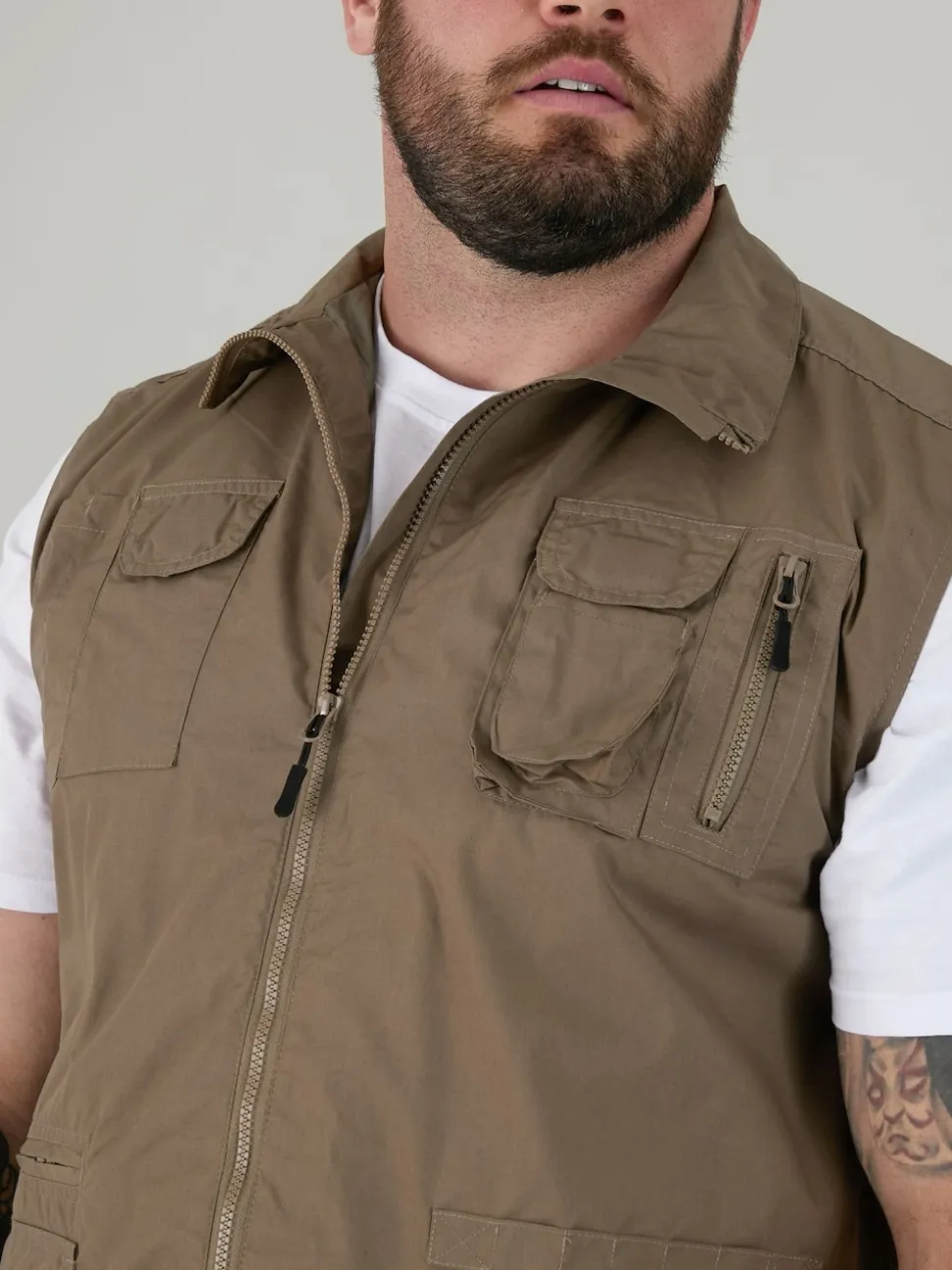 D555 Brown ENZO Multi Pocket Waistcoat