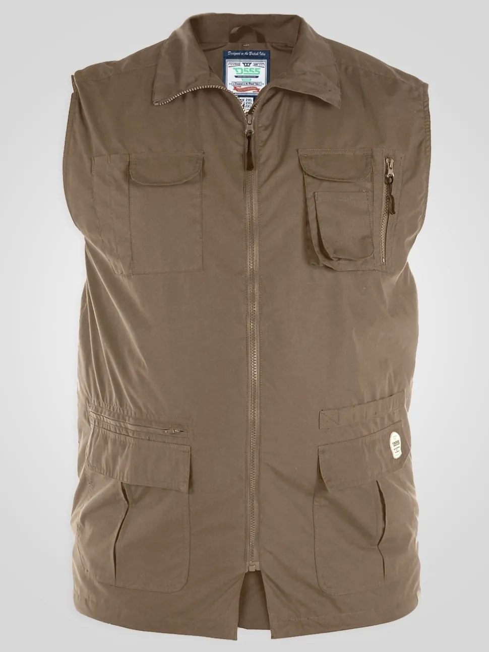 D555 Brown ENZO Multi Pocket Waistcoat