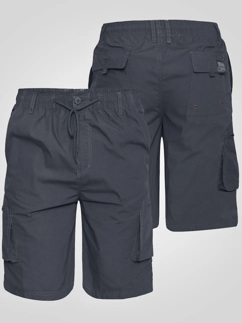 D555 Grey NICK Cargo Shorts With Shaped Leg Pockets