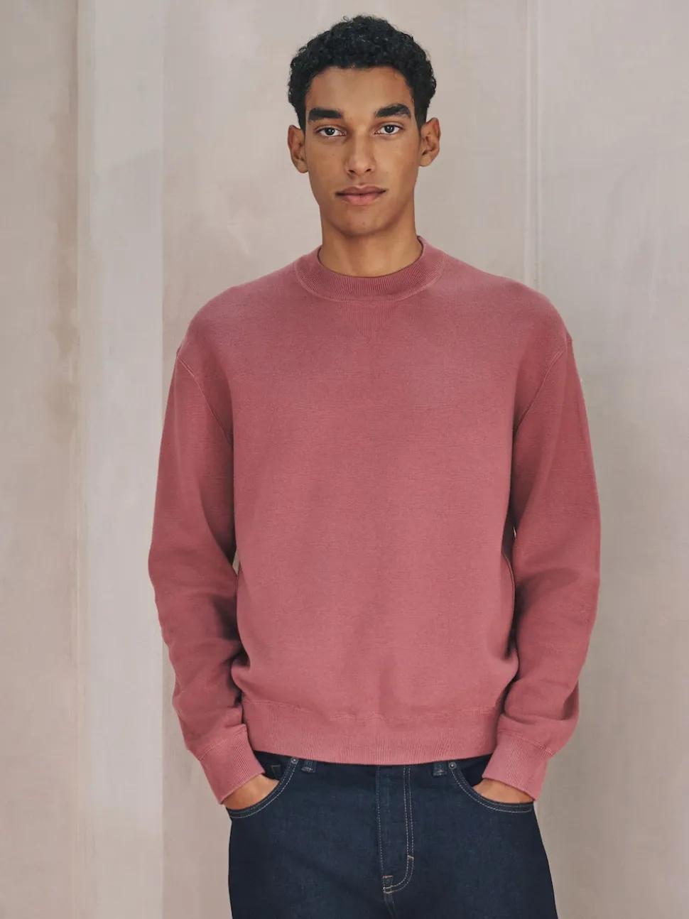 Damson Pink N. Premium Cotton Rich Relaxed Fit Mid Weight Knitted Sweatshirt