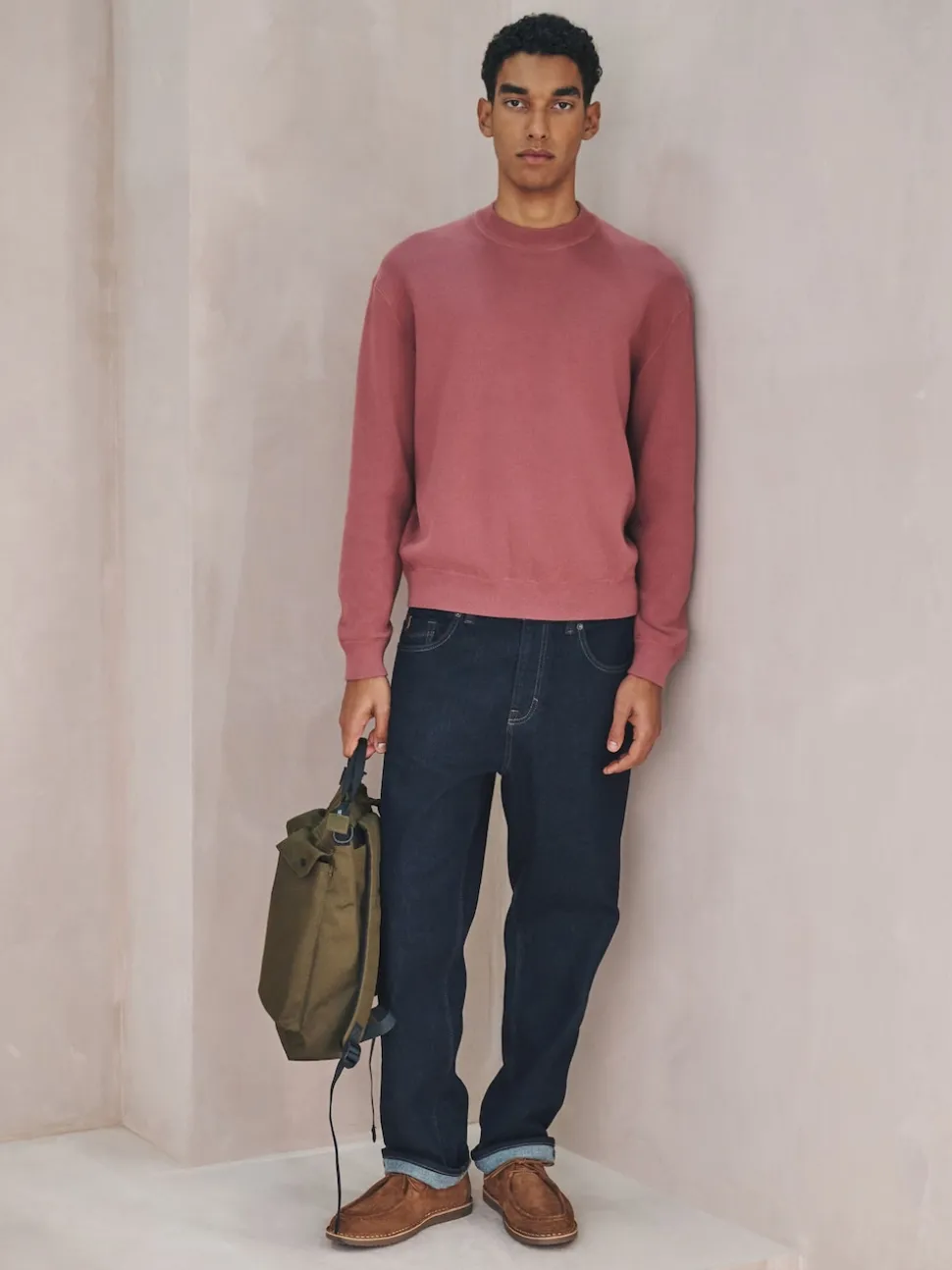 Damson Pink N. Premium Cotton Rich Relaxed Fit Mid Weight Knitted Sweatshirt