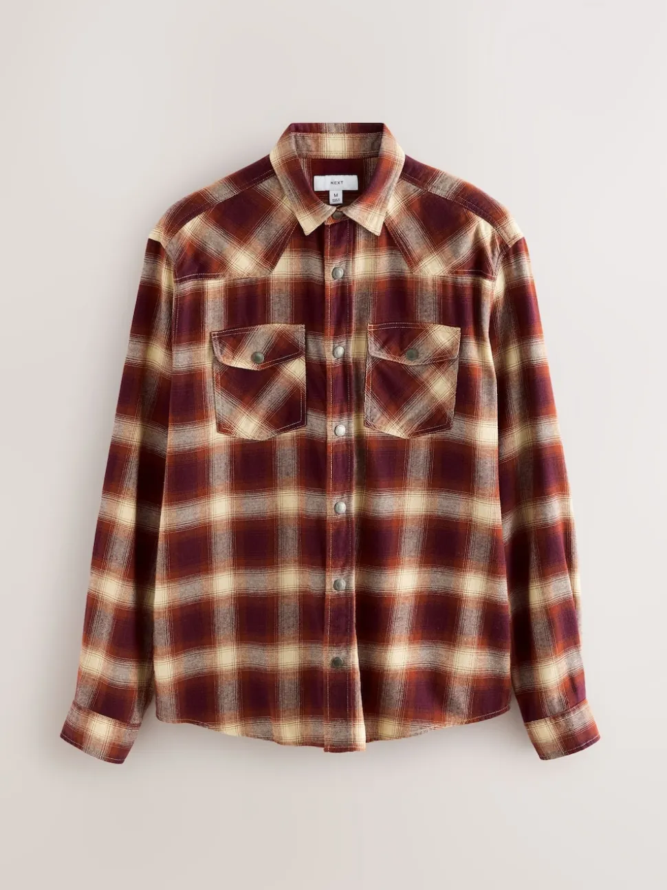 Damson Red Western Style Ombre Check Long Sleeve Shirt