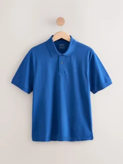 Dark Blue Regular Fit Short Sleeve Pique Polo Shirt