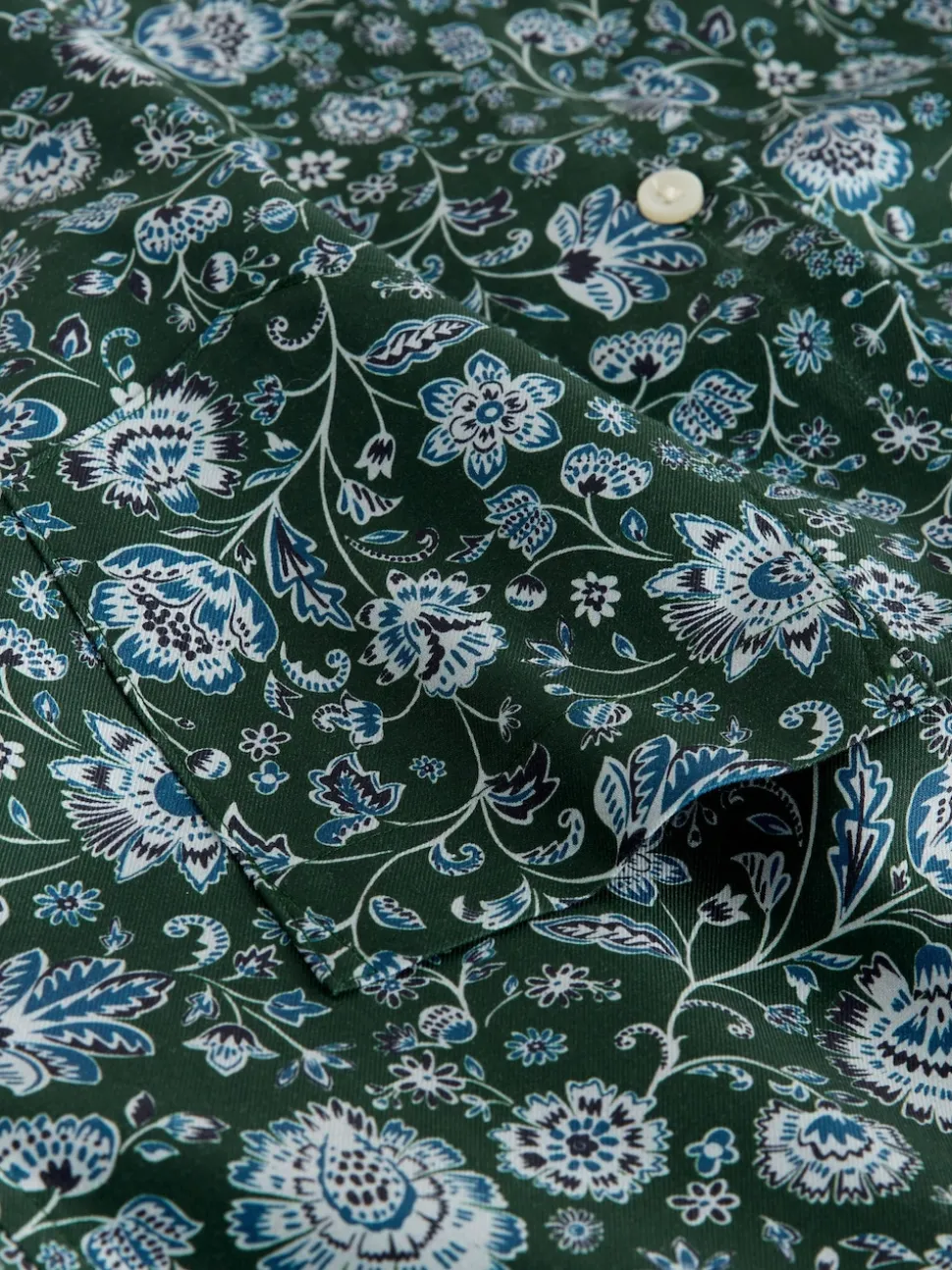 Dark Green Ditsy Regular Fit Long Sleeve Print Shirt