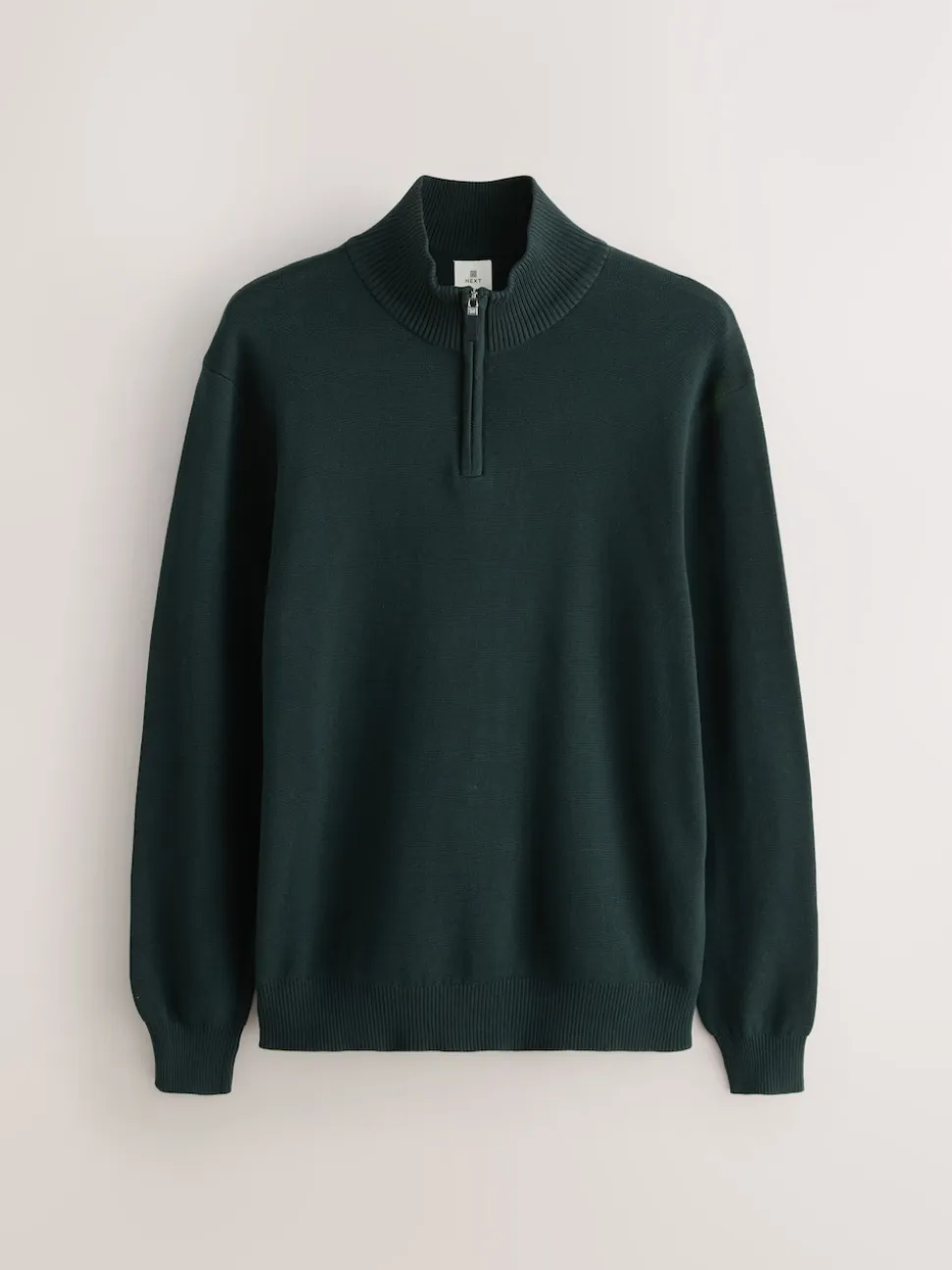 Dark Green Plain N.Premium Regular Fit 100% Cotton Premium Quarter Zip Jumper