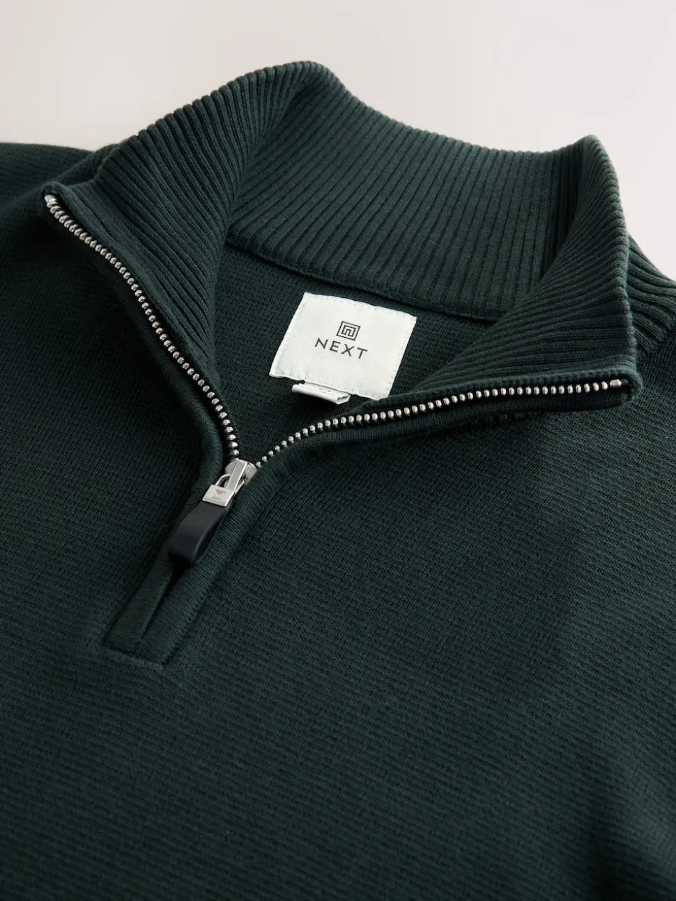 Dark Green Plain N.Premium Regular Fit 100% Cotton Premium Quarter Zip Jumper