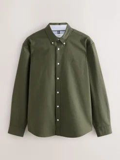 Dark Green Regular Fit Long Sleeve Oxford Shirt