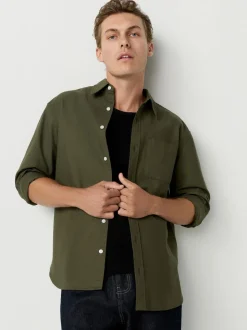 Dark Green Regular Fit Long Sleeve Oxford Shirt