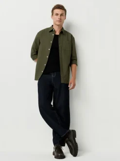 Dark Green Regular Fit Long Sleeve Oxford Shirt