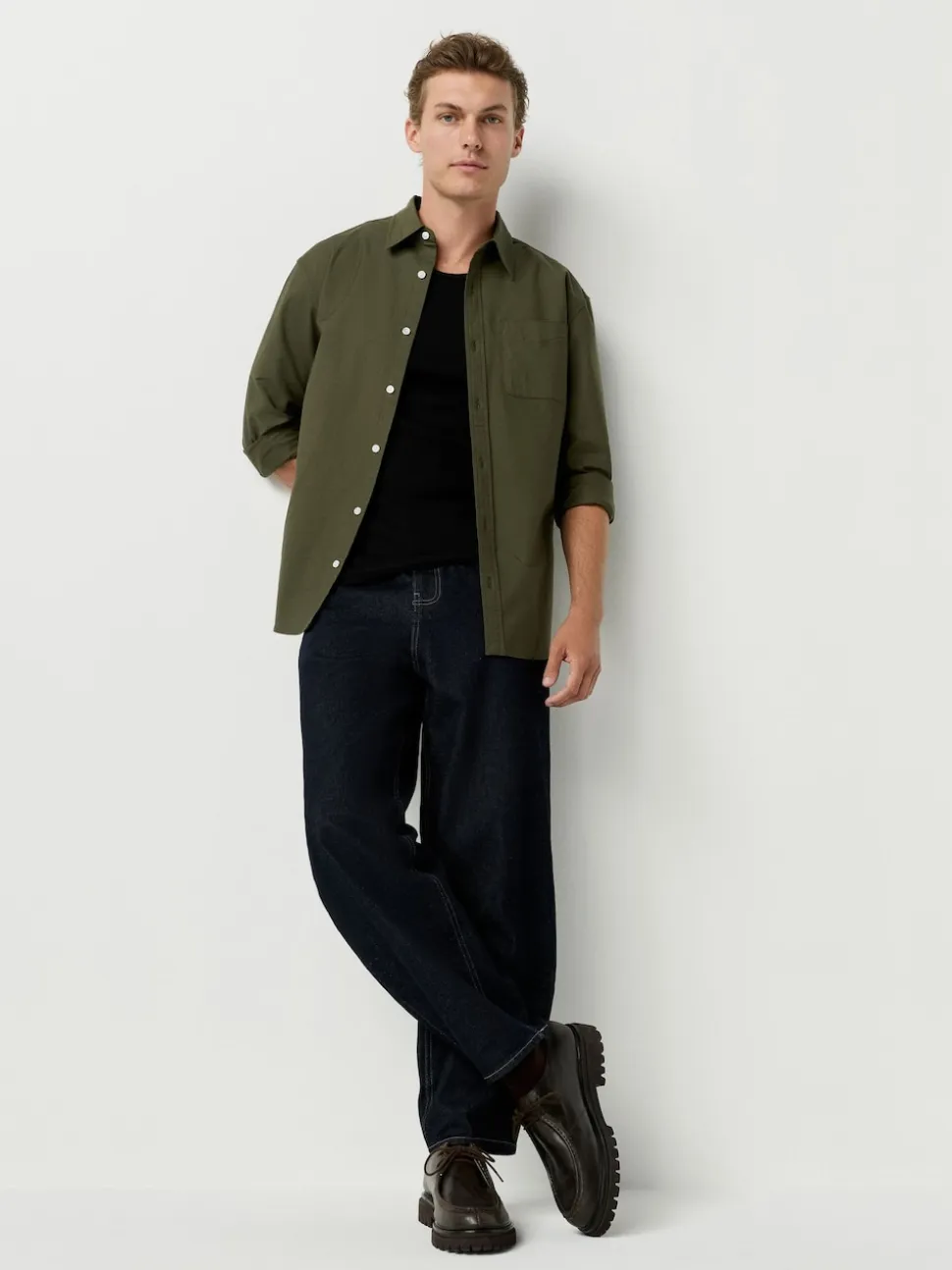 Dark Green Regular Fit Long Sleeve Oxford Shirt