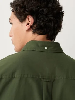 Dark Green Regular Fit Short Sleeve Oxford Shirt
