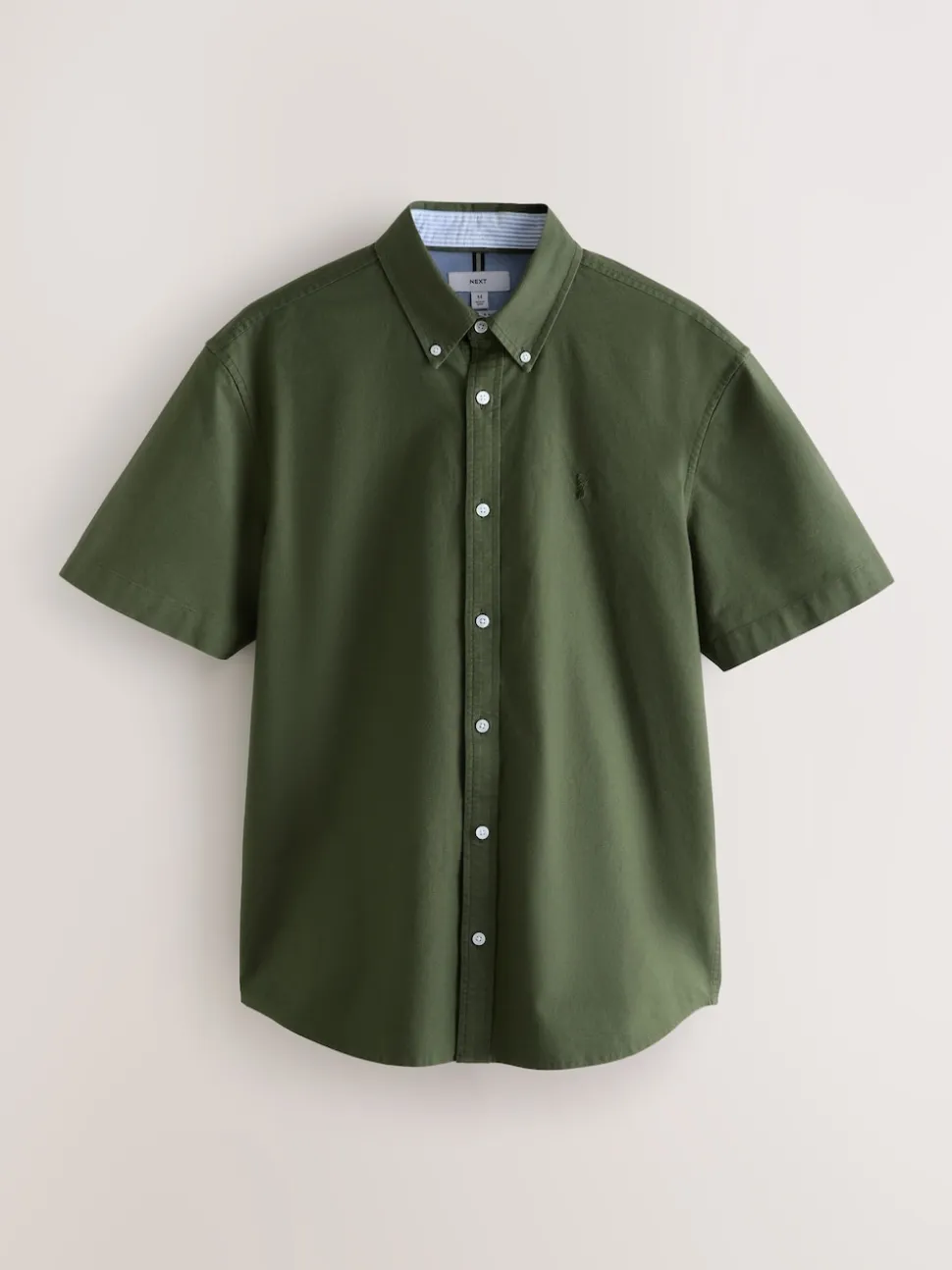 Dark Green Regular Fit Short Sleeve Oxford Shirt