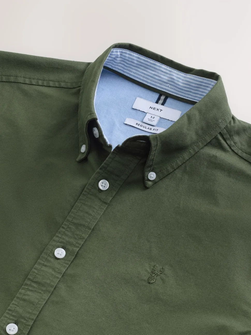Dark Green Regular Fit Short Sleeve Oxford Shirt