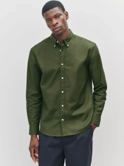 Dark Green Slim Fit Long Sleeve Oxford Shirt