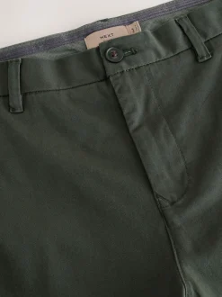 Dark Green Slim Fit Stretch Chinos Trousers