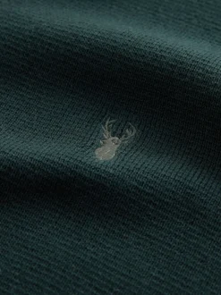 Dark Green Stag Logo N.Premium Regular Fit 100% Cotton Premium Quarter Zip Jumper