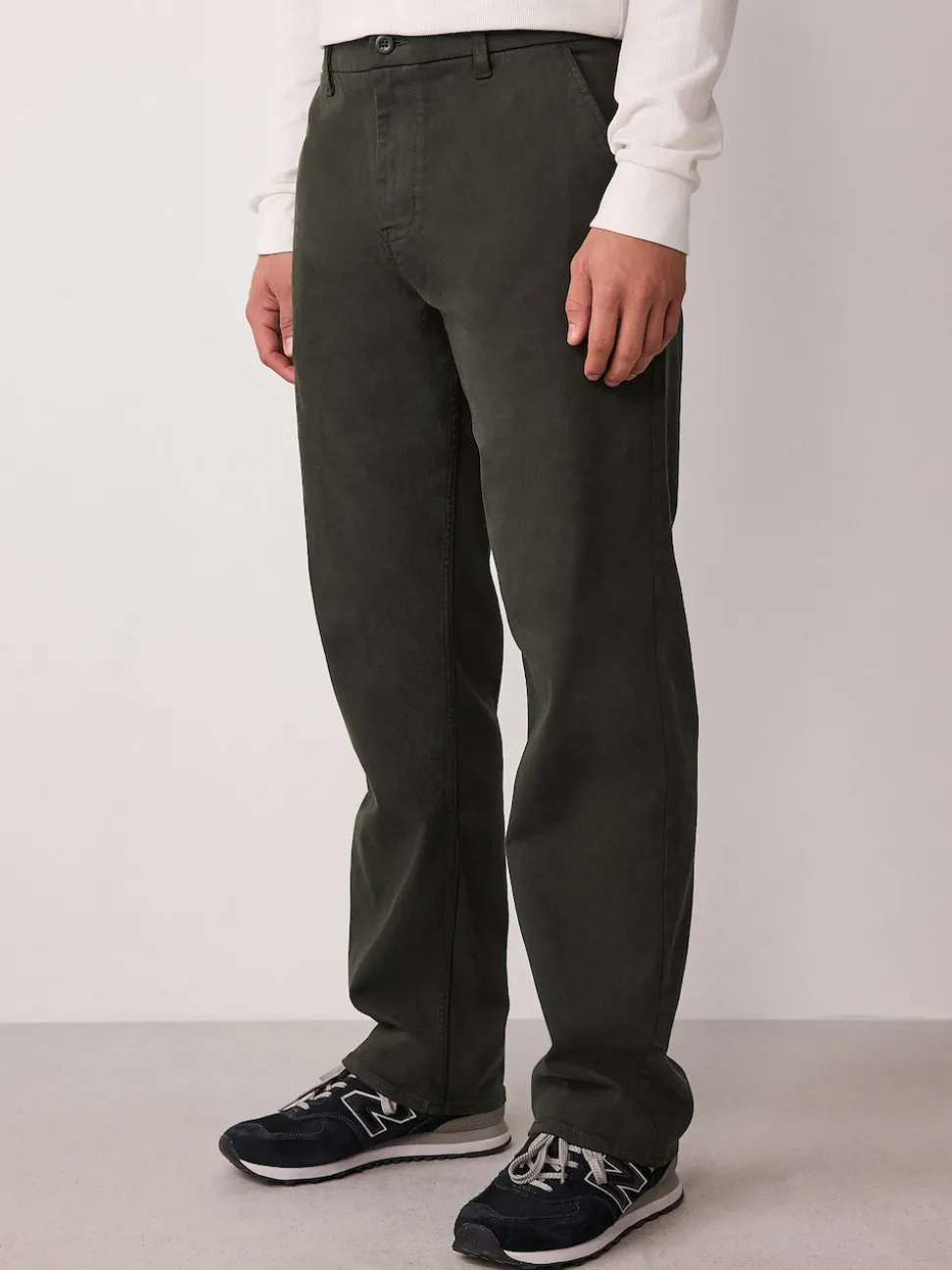 Dark Green Straight Fit Motionflex Chino Trousers