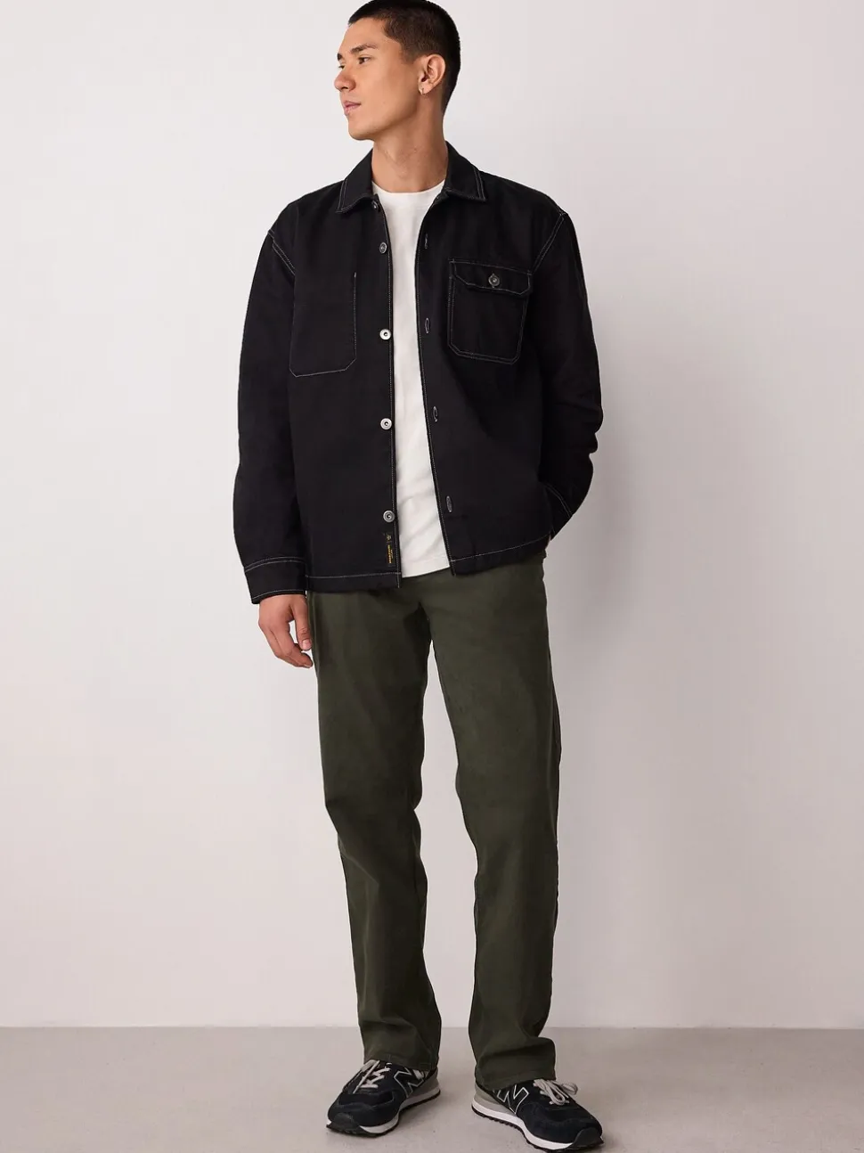 Dark Green Straight Fit Motionflex Chino Trousers
