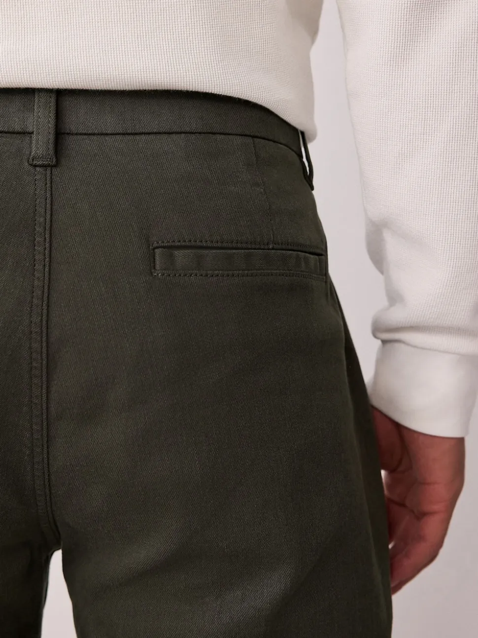 Dark Green Straight Fit Motionflex Chino Trousers