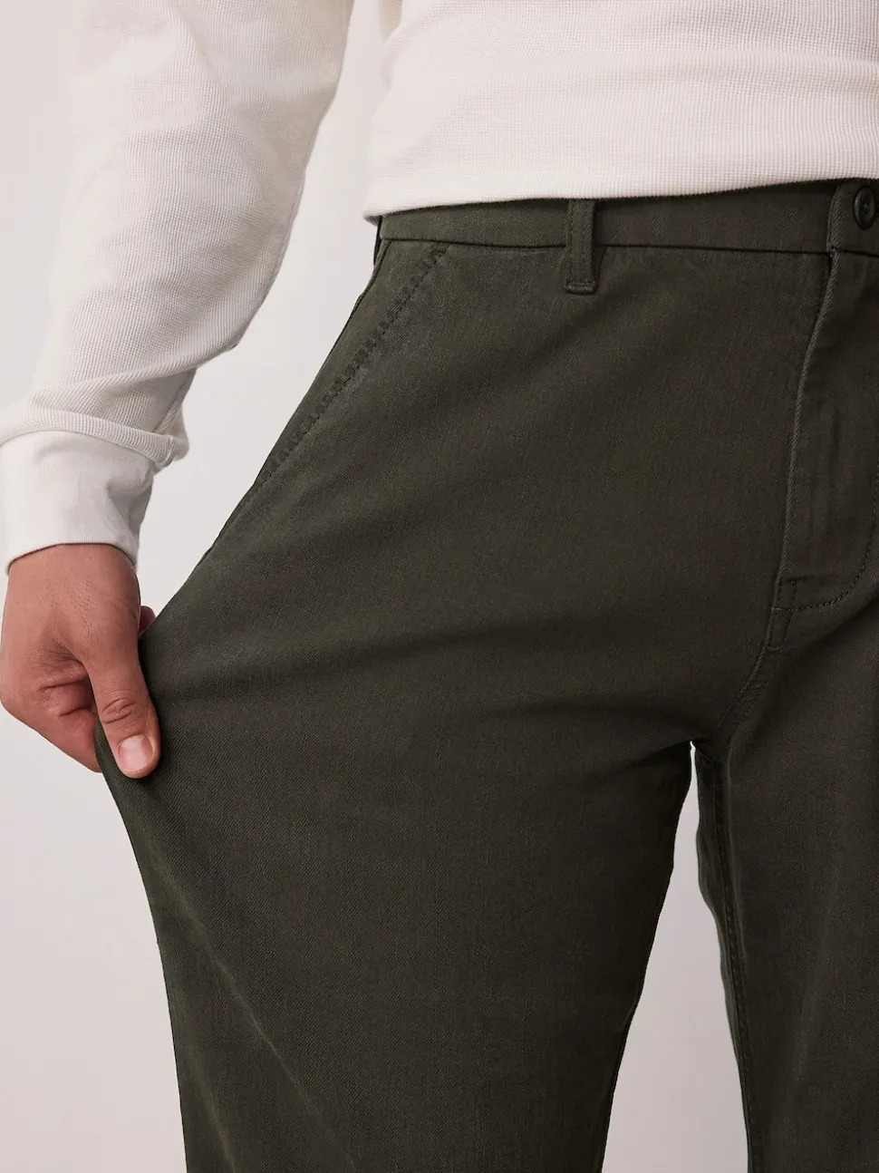 Dark Green Straight Fit Motionflex Chino Trousers