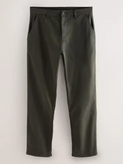 Dark Green Straight Fit Motionflex Chino Trousers
