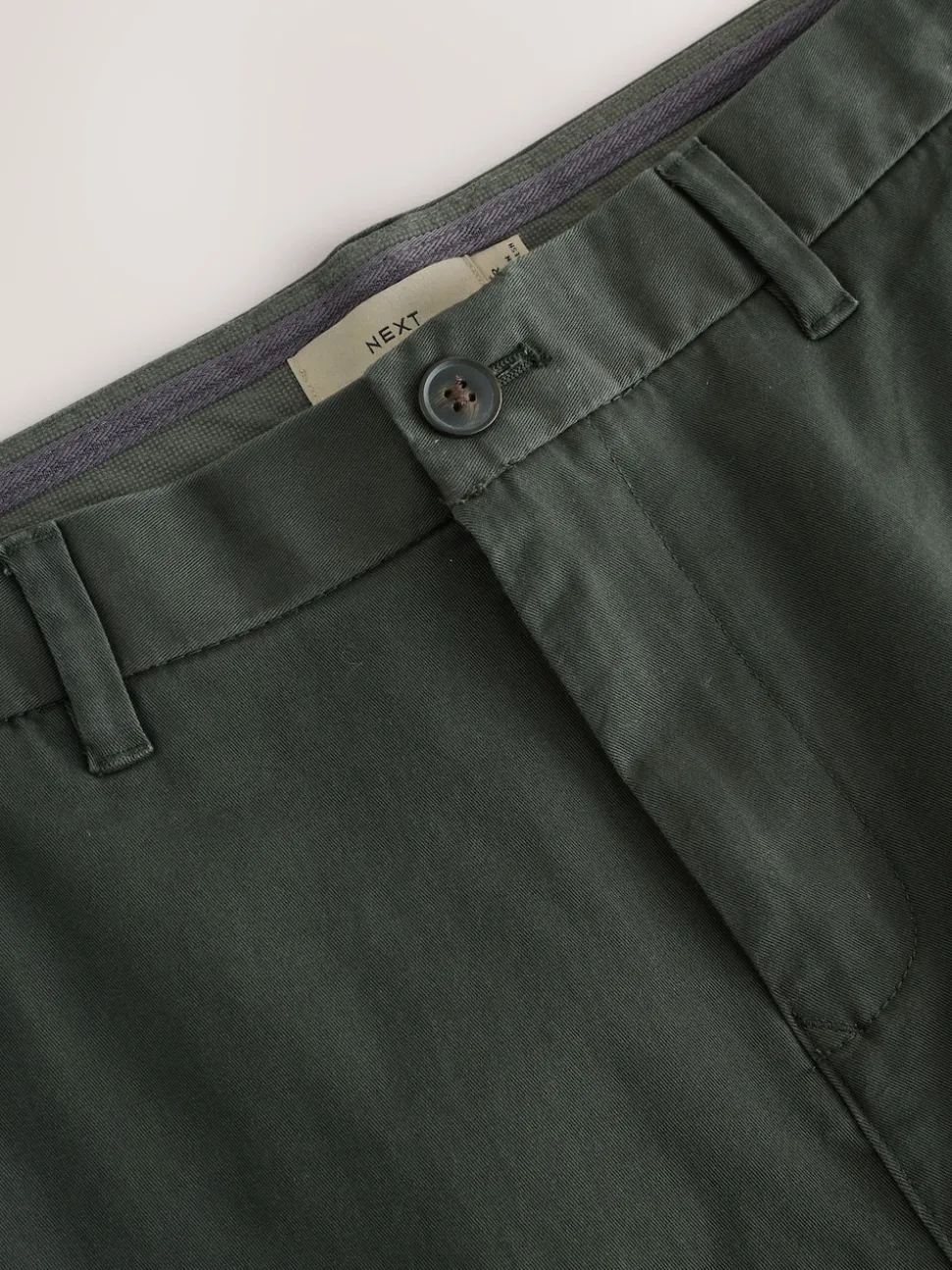 Dark Green Straight Fit Stretch Chinos Trousers