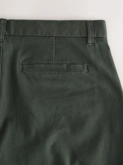 Dark Green Straight Fit Stretch Chinos Trousers