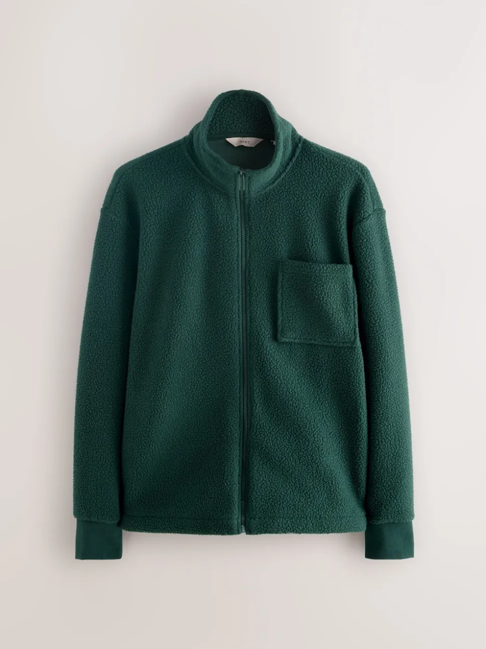 Dark Green Zip Through Borg Fleece