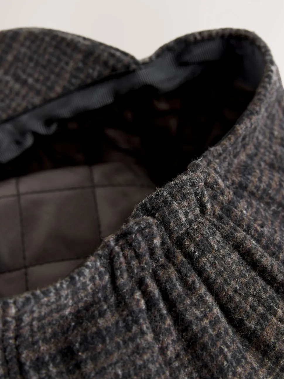 Dark Grey Check Baker Boy Hat