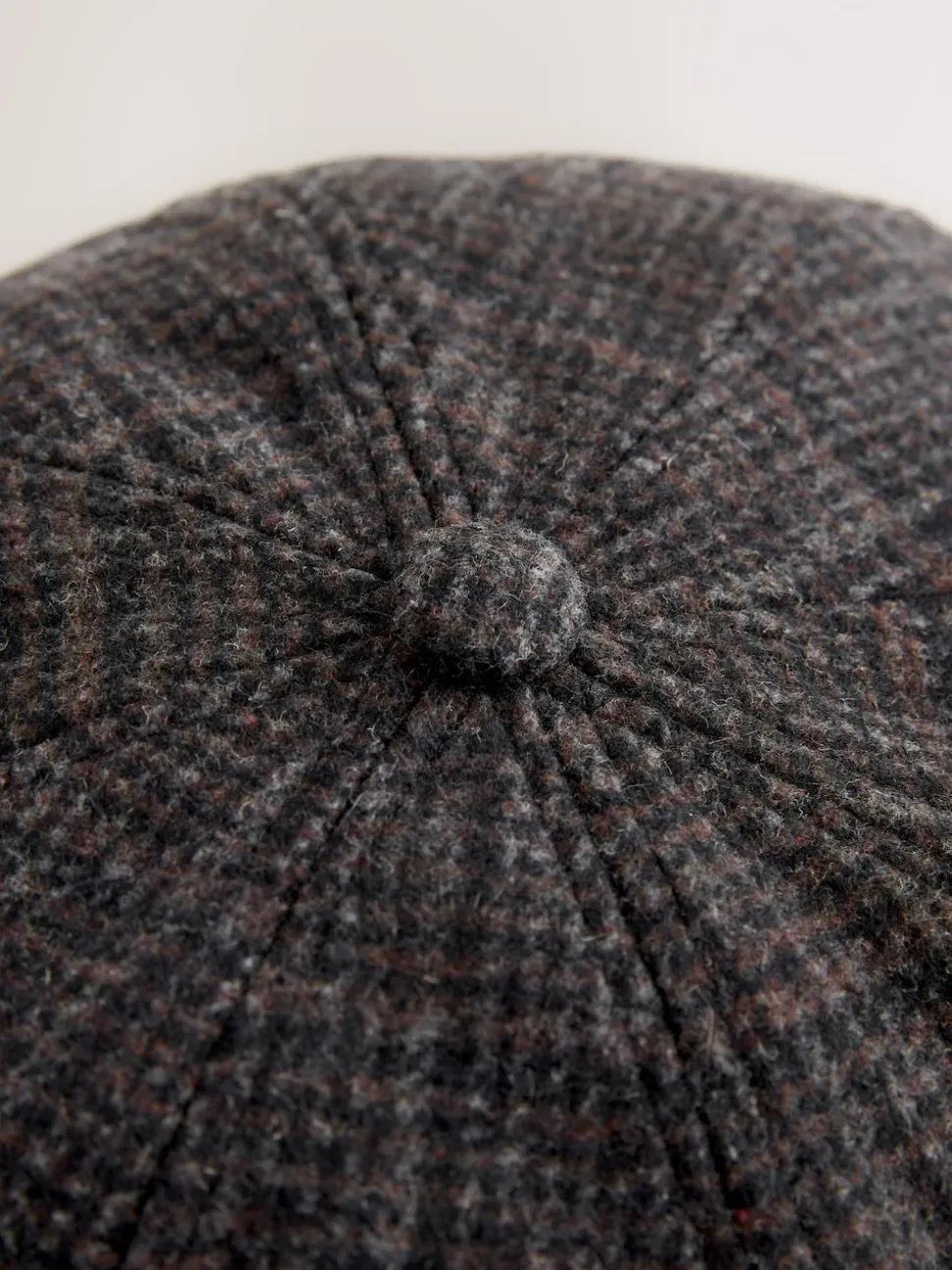 Dark Grey Check Baker Boy Hat