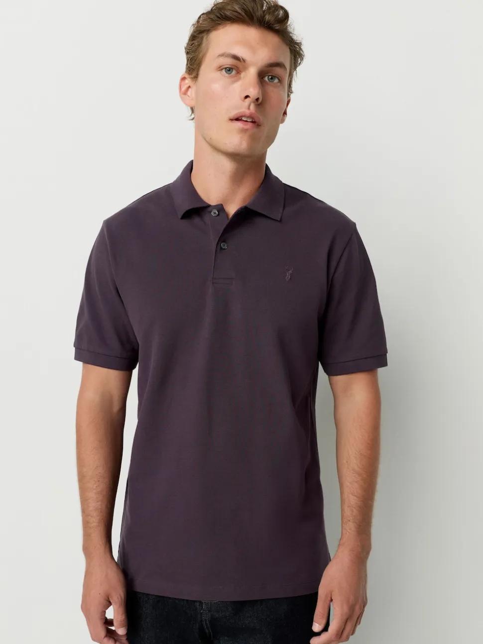 Dark Purple Regular Fit Short Sleeve Pique Polo Shirt