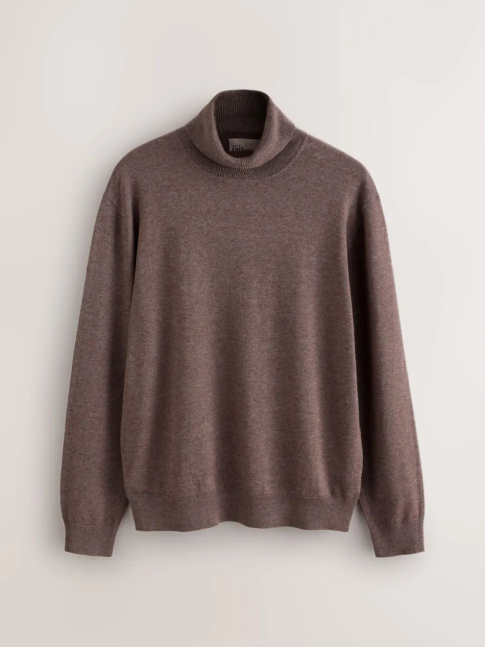 Dark Stone EDIT Knitted Long Sleeve Roll Neck Polo Shirt