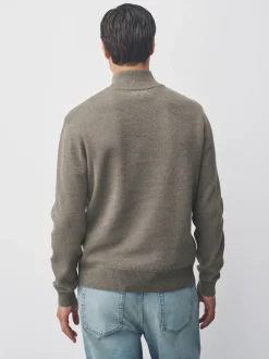 Dark Stone Plain N.Premium Regular Fit 100% Cotton Premium Quarter Zip Jumper