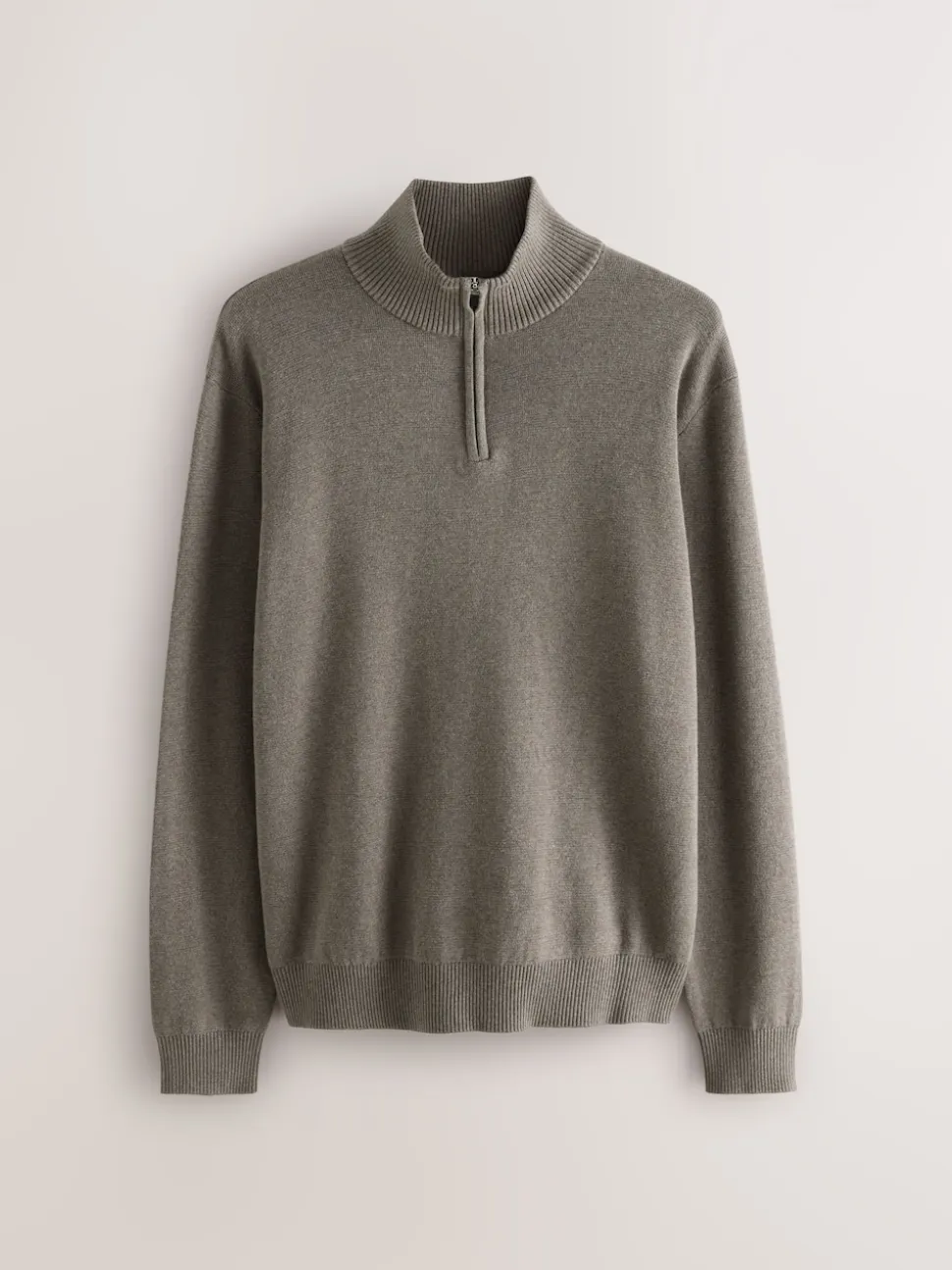 Dark Stone Plain N.Premium Regular Fit 100% Cotton Premium Quarter Zip Jumper