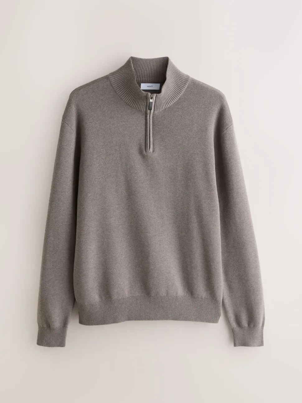 Dark Stone/Sage Green N.Premium 100% Cotton Regular Fit Premium Quarter Zip Jumpers 2 Pack