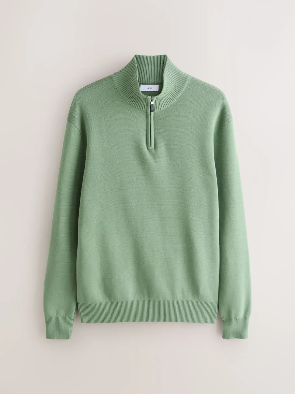 Dark Stone/Sage Green N.Premium 100% Cotton Regular Fit Premium Quarter Zip Jumpers 2 Pack