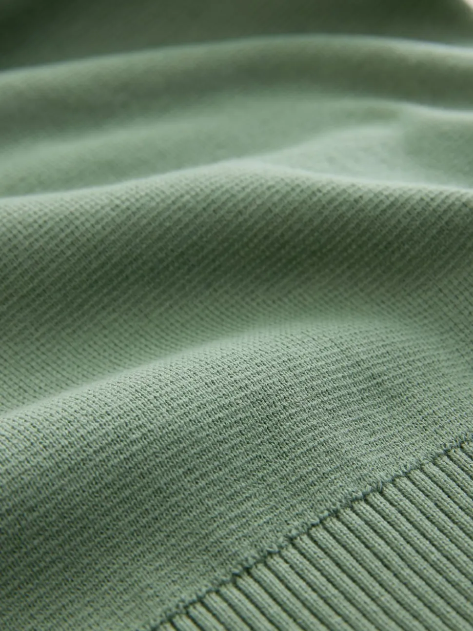 Dark Stone/Sage Green N.Premium 100% Cotton Regular Fit Premium Quarter Zip Jumpers 2 Pack