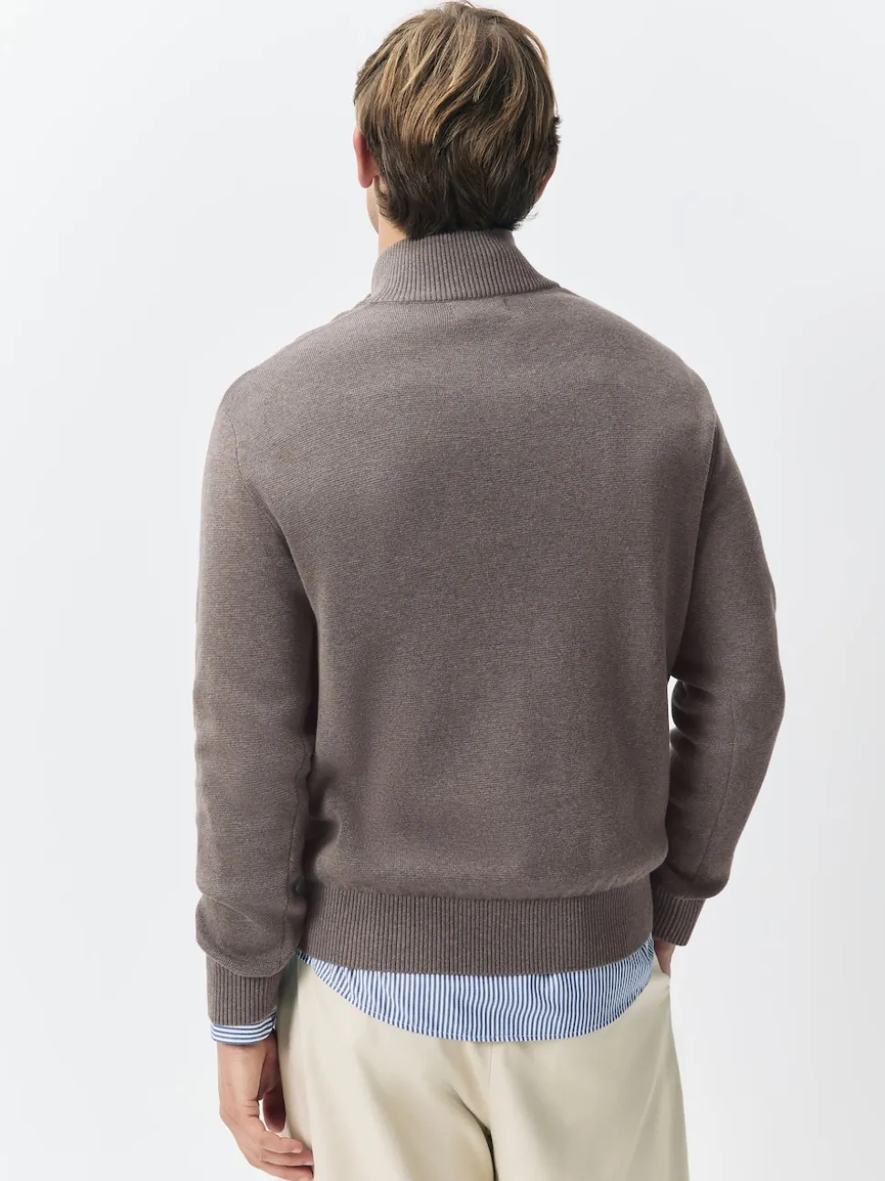 Dark Stone/Sage Green N.Premium 100% Cotton Regular Fit Premium Quarter Zip Jumpers 2 Pack