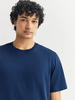 Deep Blue Regular Fit Essential Crew Neck Cotton T-Shirt