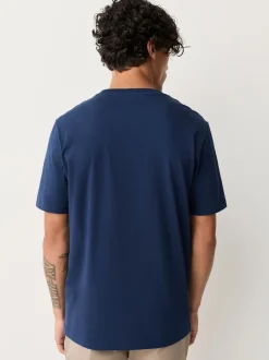 Deep Blue Slim Fit Essential Crew Neck Cotton T-Shirt