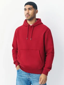 Deep Red Regular Fit Heavyweight Cotton Rich Jersey Hoodie